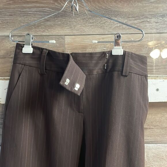 Apt 9 Stretch Maxwell Ladies Dress Trousers/Pants, Brown pinstriped , Size 10 - Picture 9 of 10